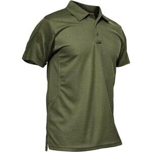 Men's Army Green Polo Shirt Quick Dry Performance Short‎ Sleeve Tactical Shirts